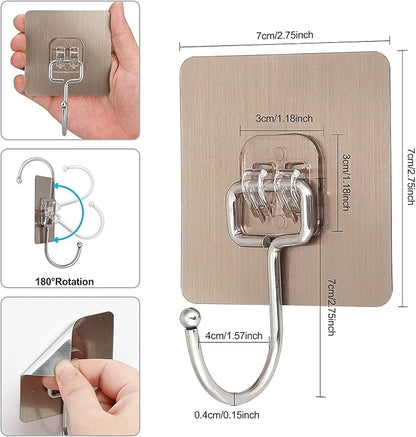 Heavy-Duty Adhesive Wall Hooks – No Drilling, No Damage | Pack of 20
