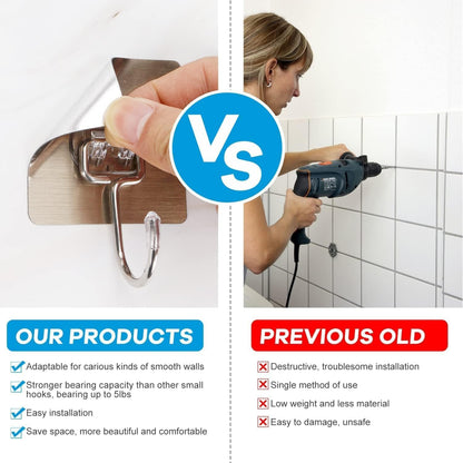 Heavy-Duty Adhesive Wall Hooks – No Drilling, No Damage | Pack of 20