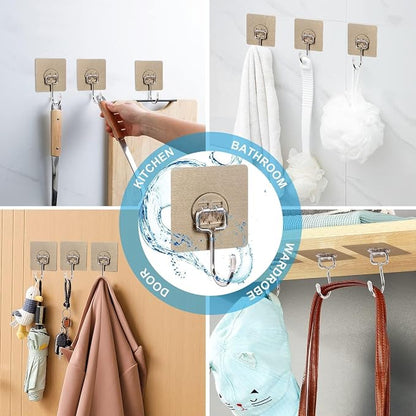 Heavy-Duty Adhesive Wall Hooks – No Drilling, No Damage | Pack of 20