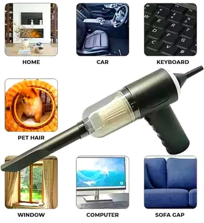 3-in-1 Portable Handheld Vacuum Cleaner & Air Blower – Cordless Mini Cleaner for Car, Home & Keyboard