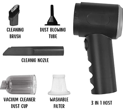 3-in-1 Portable Handheld Vacuum Cleaner & Air Blower – Cordless Mini Cleaner for Car, Home & Keyboard